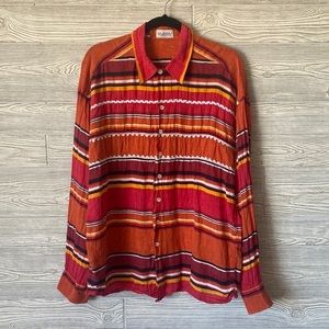 Byblos 100% linen Italian made button down shirt with embroidered details